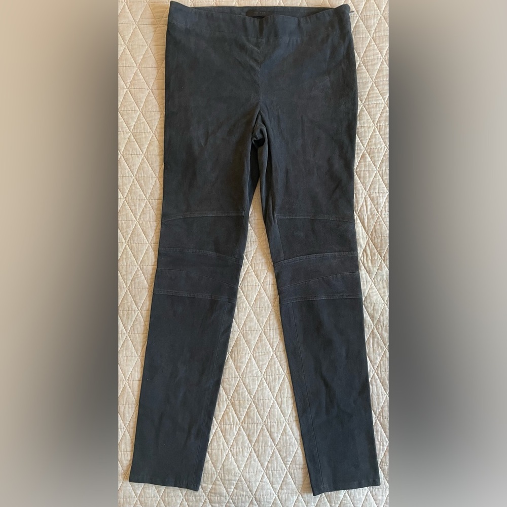 The Row Gray Suede Moto Leggings